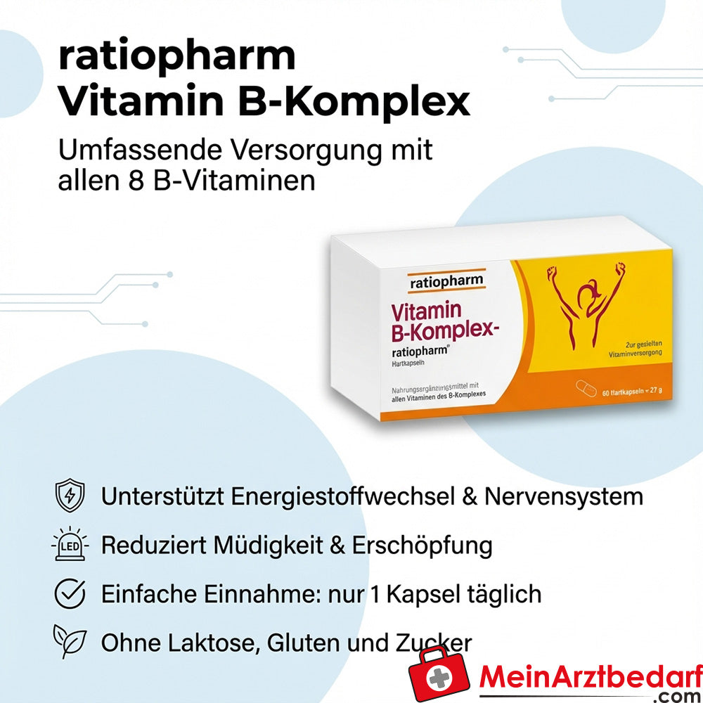 ratiopharm B-Komplex Kapseln mit 8 B‑Vitaminen, 60 Stück