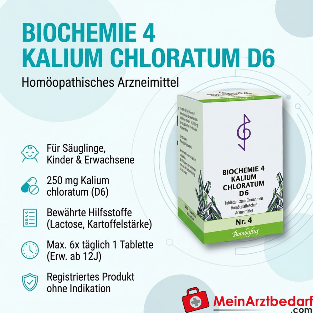 Bombastus Biochemie Kalium chloratum D6 250 mg homöopathische Tabletten