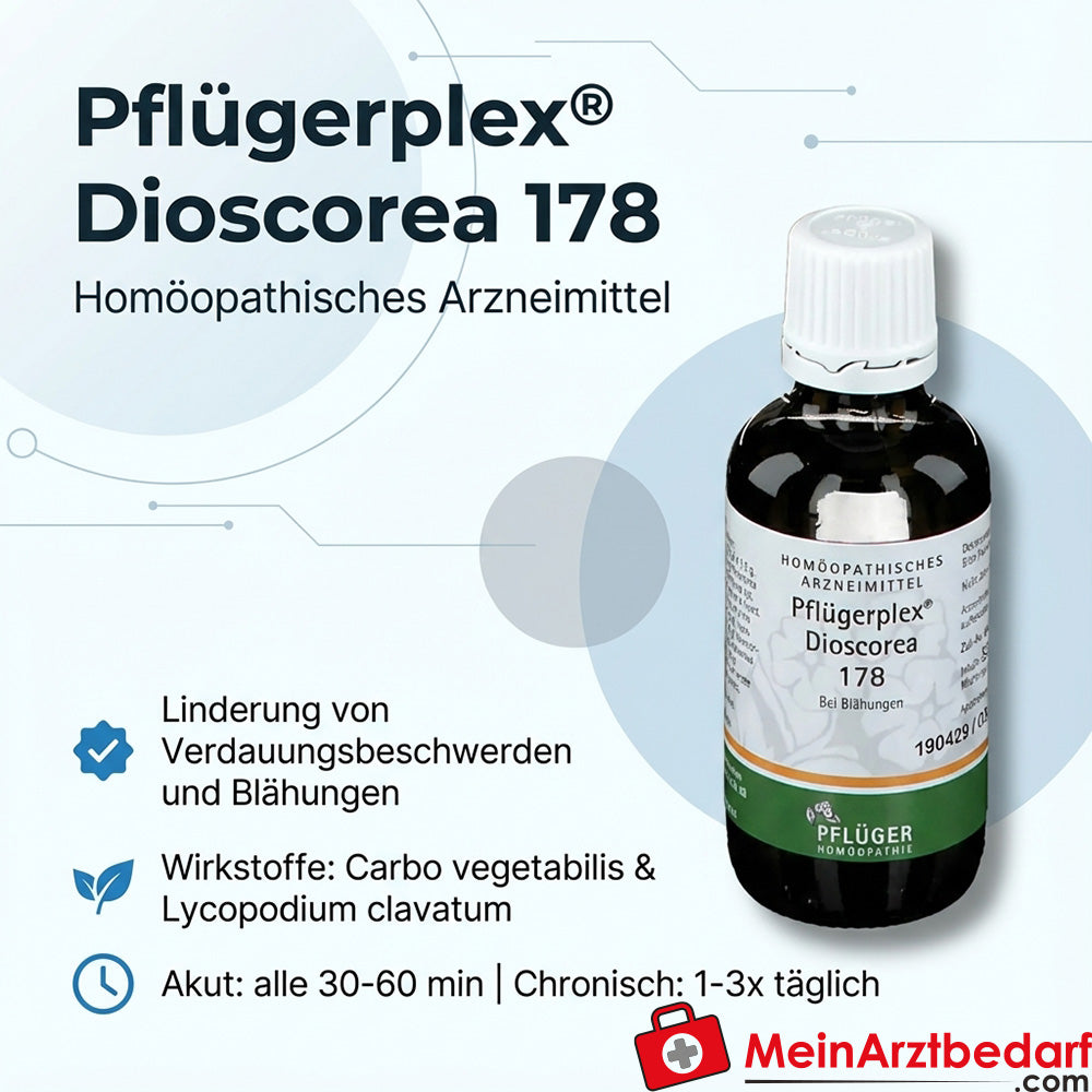 Pflügerplex Dioscorea 178 con Carbo vegetabilis y glóbulos de Lycopodium