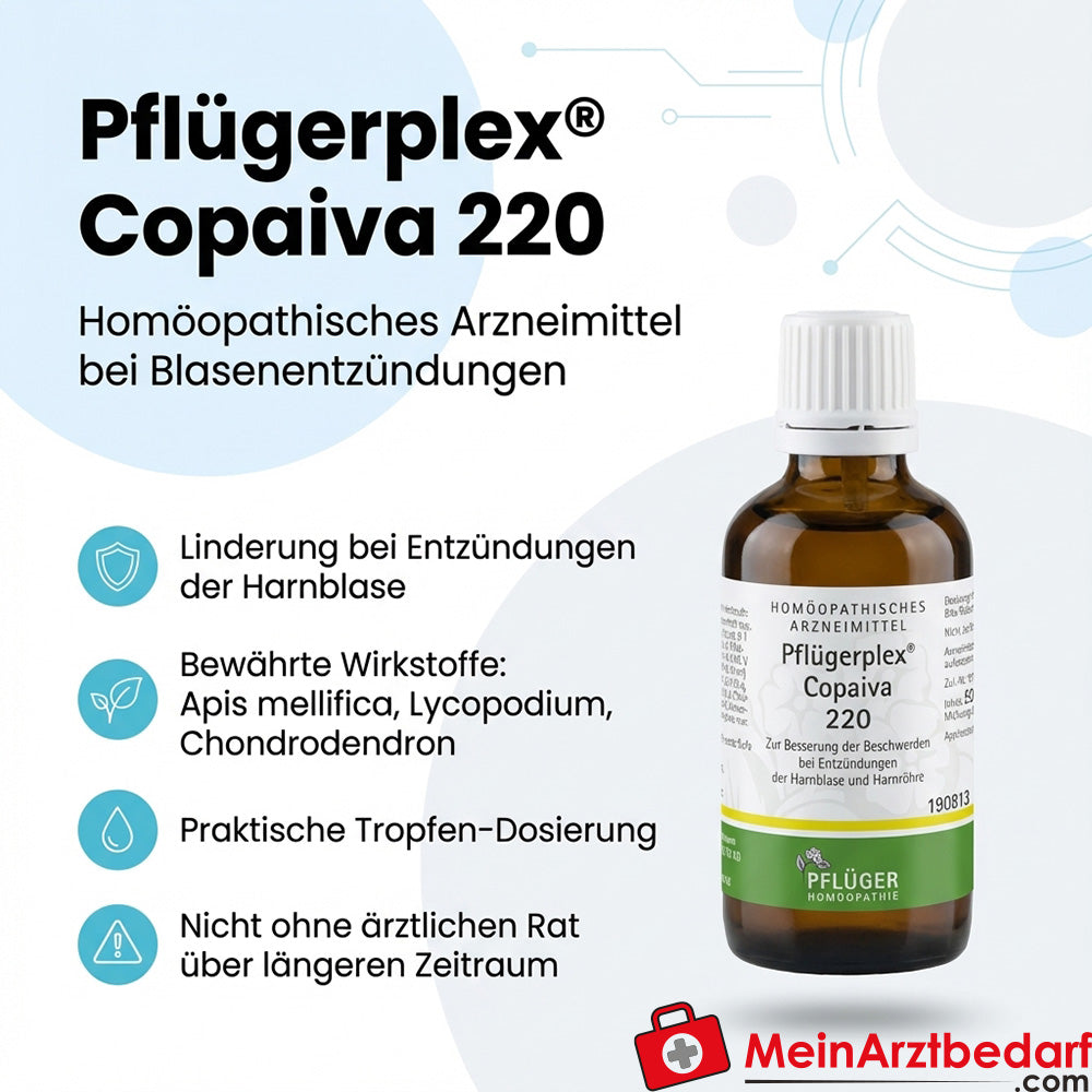 Pflügerplex Copaiva 220 gocce medicinale omeopatico con Apis mellifica e Lycopodium clavatum