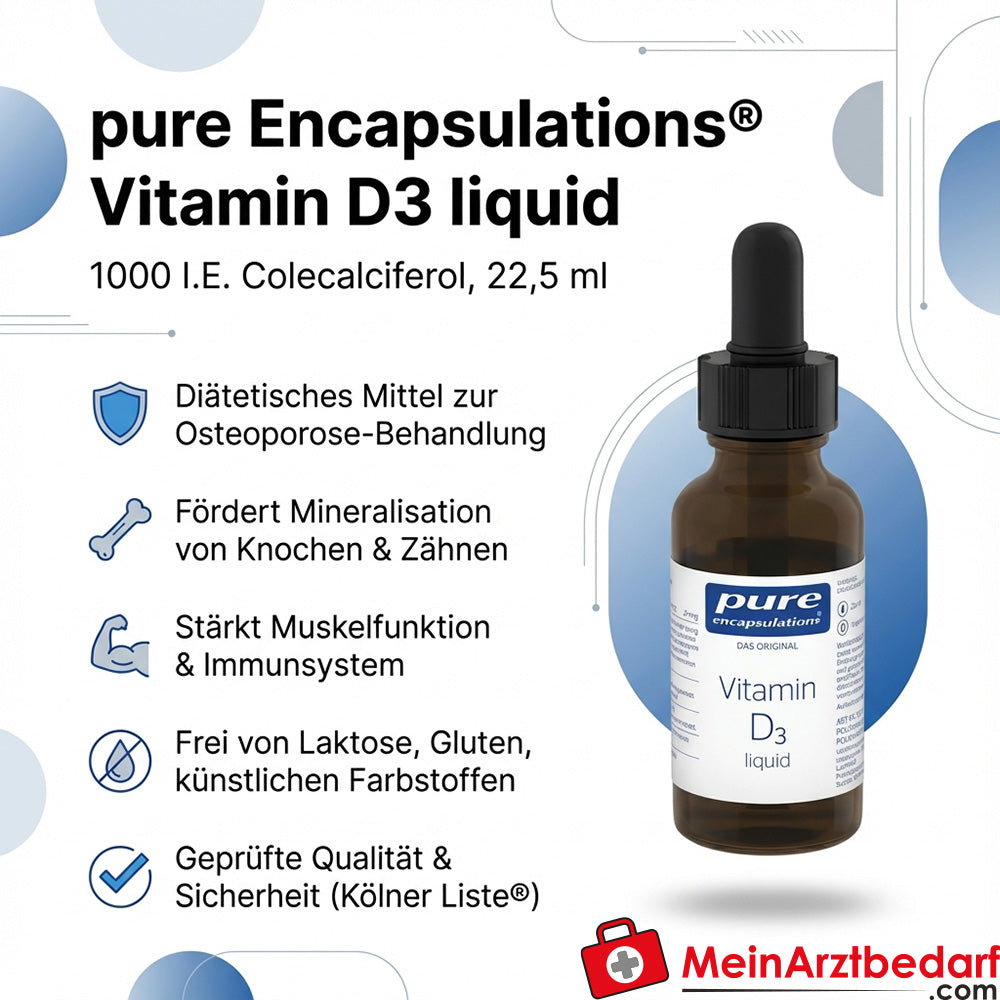 Pure Encapsulations Vitamine D3 1000 U.I. Colécalciférol liquide 22,5 ml