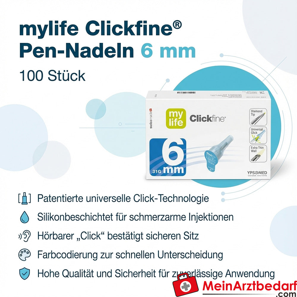 mylife Clickfine Pen-Nadeln 6 mm Kanülen 100 Stück