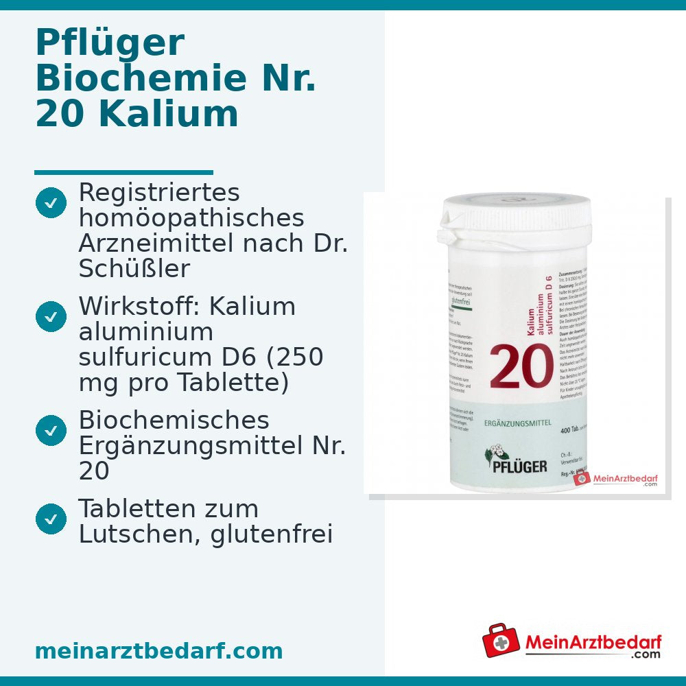 Biochemie Pflüger N° 20 Kalium aluminium sulfuricum D6 Comprimés, 100 pièces.
