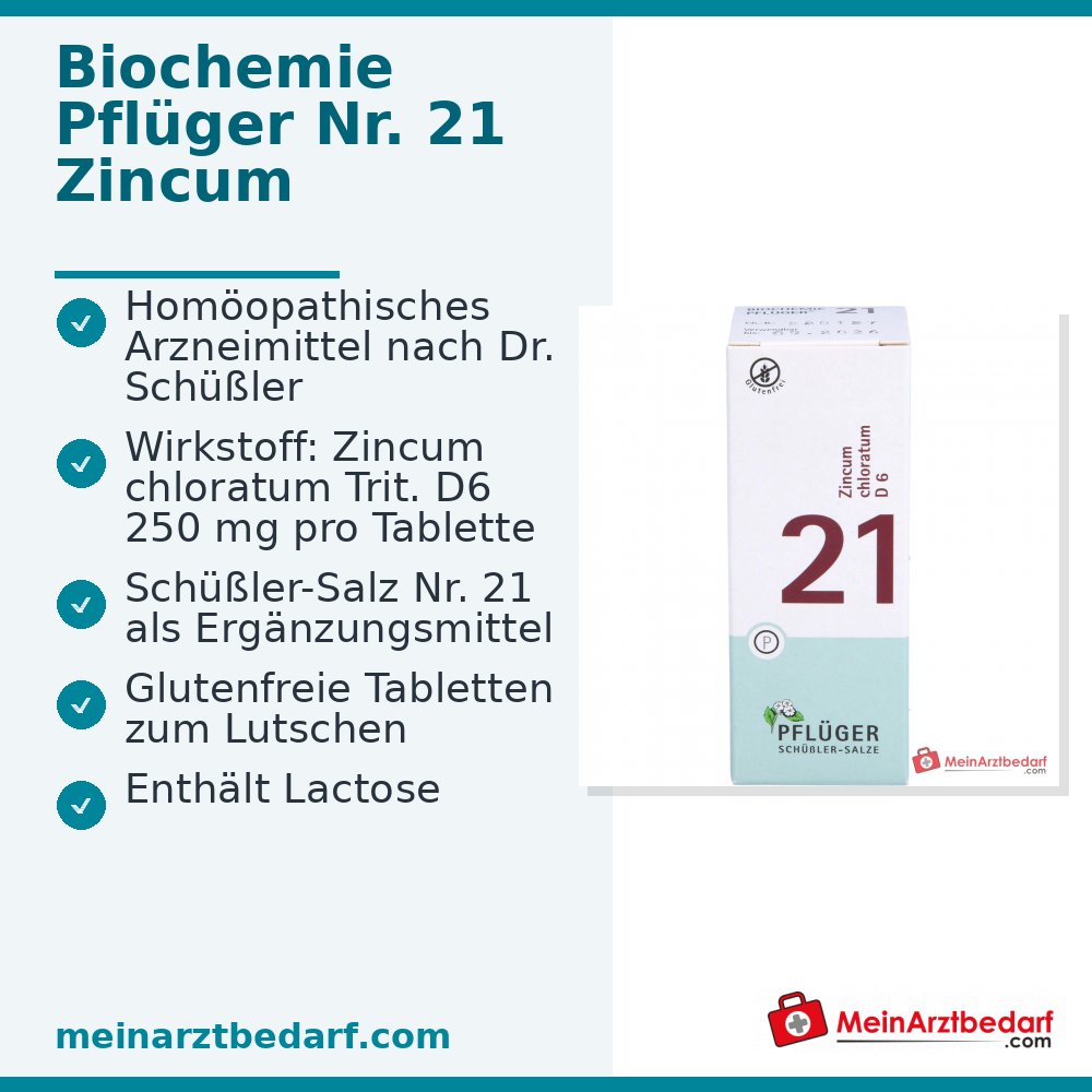 Biochemie Pflüger nr. 21 Zincum chloratum D6 tabletten, 400 stuks.