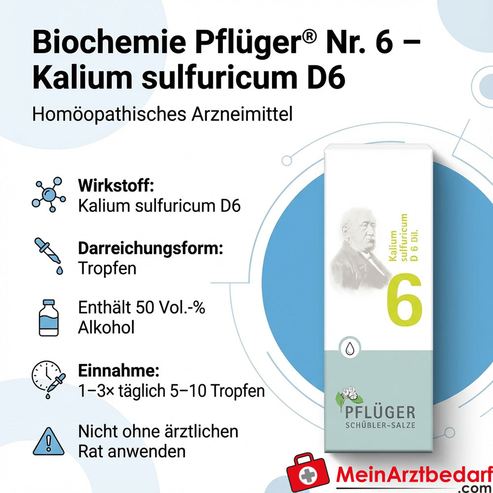 Biochemie Pflüger Nr. 6 Kaliumsulfuricum D6 1000 mg druppels verpakking