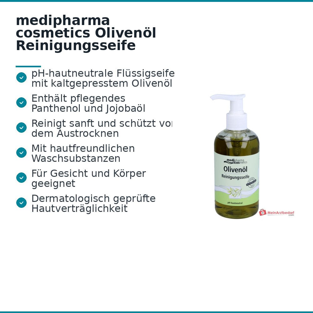 medipharma cosmetics Jabón limpiador de aceite de oliva, jabón líquido, 250 ml