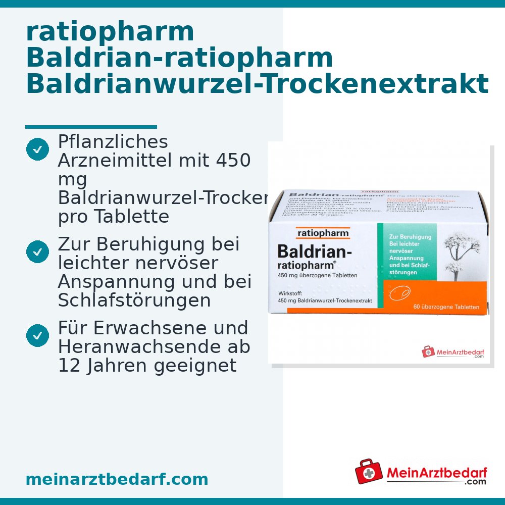 ratiopharm Baldrian-ratiopharm estratto secco di radice di valeriana compresse rivestite, 60 pz.