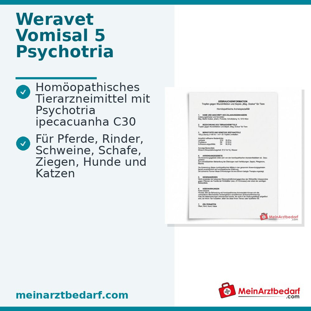Vomisal 5 vet Psychotria ipecacuanha Dil. C30 Ampułki do wstrzykiwań 40 x 2 ml