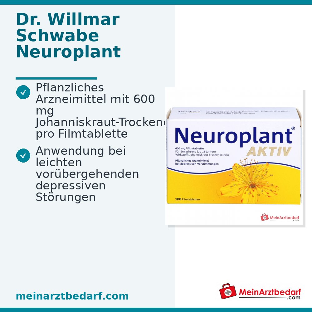 Dr. Willmar Schwabe Neuroplant Aktiv extracto seco de hierba de San Juan Comprimidos recubiertos 600 mg, 100 uds.