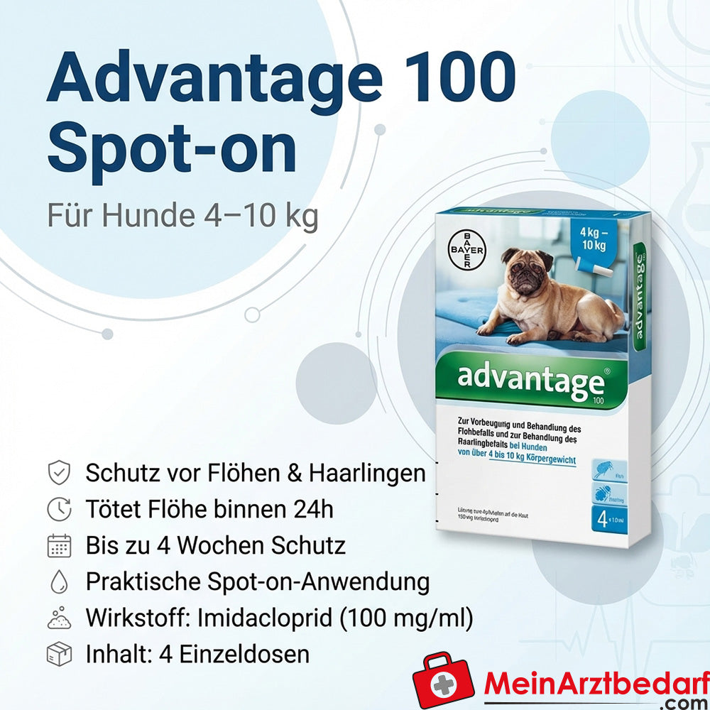 Advantage 100 Imidacloprid 100 mg/ml Spot-on Lösung Hund 4–10 kg 4 St
