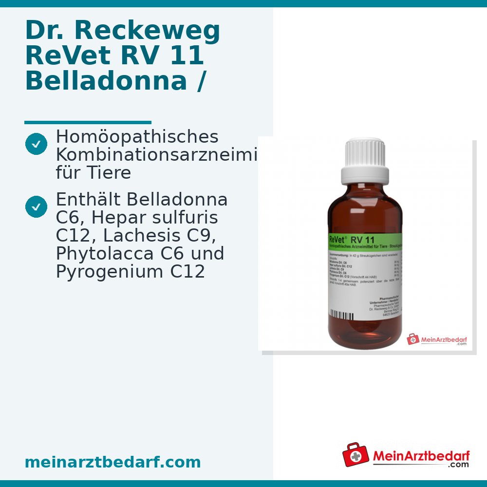 ReVet RV 11 glóbulos homeopáticos veterinarios Belladona C6/Hepar sulfuris C12/Lachesis C9/Phytolacca C6/Pyrogenium C12 42 g