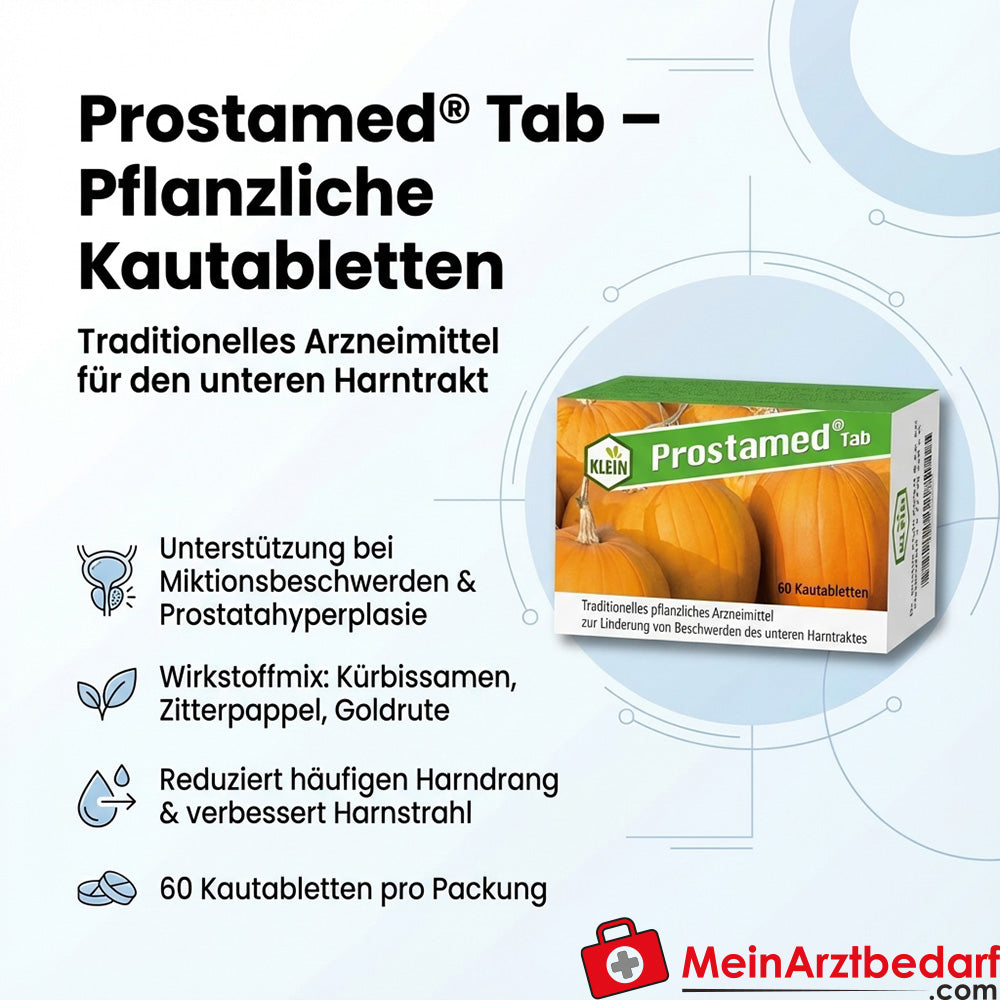 Dr. Gustav Klein Prostamed Tab Kürbissamenpulver / Kürbissamen-Trockenextrakt / Zitterpappelblätter-Trockenextrakt / Goldrutenkraut-Trockenextrakt Kautabletten, 360 St.
