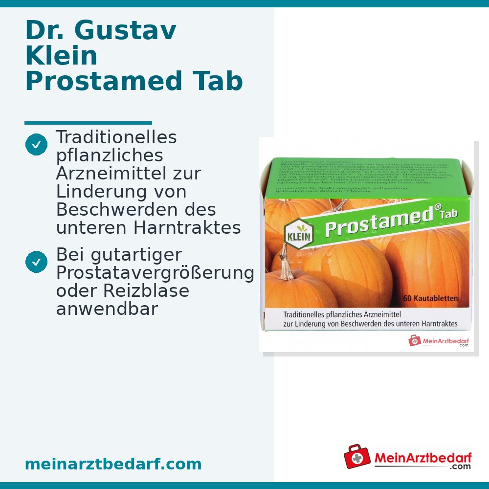 Dr. Gustav Klein Prostamed Tab Kürbissamenpulver / Kürbissamen-Trockenextrakt / Zitterpappelblätter-Trockenextrakt / Goldrutenkraut-Trockenextrakt Kautabletten, 360 St.