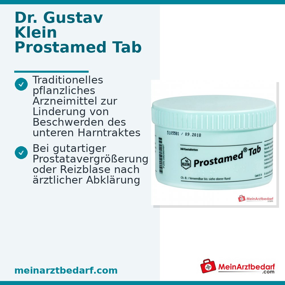 Dr. Gustav Klein Prostamed Tab Kürbissamenpulver / Kürbissamen-Trockenextrakt / Zitterpappelblätter-Trockenextrakt / Goldrutenkraut-Trockenextrakt Kautabletten, 360 St.