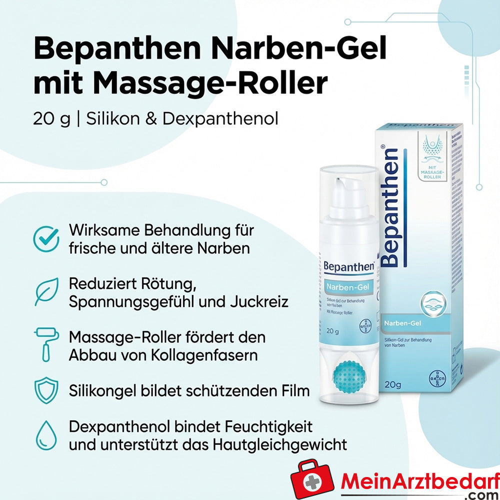 Bepanthen Narben-Gel mit Massage-Roller, Silikon & Dexpanthenol, 20 g