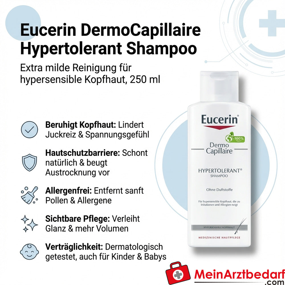 Eucerin DermoCapillaire Hypertolerant Shampoo mild für hypersensible Kopfhaut 250 ml