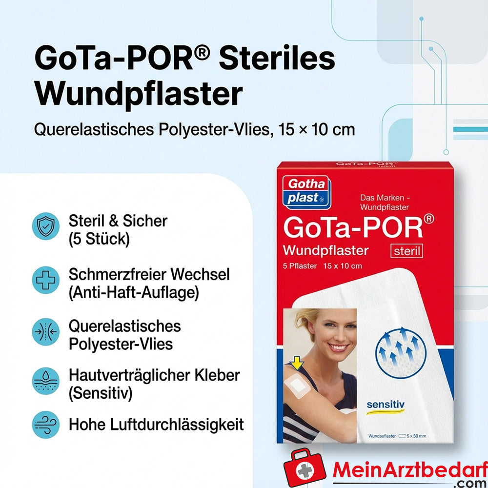 GoTa-Por wondpleisters steriel 15 x 10 cm kruiselastisch polyestervlies 5 st.