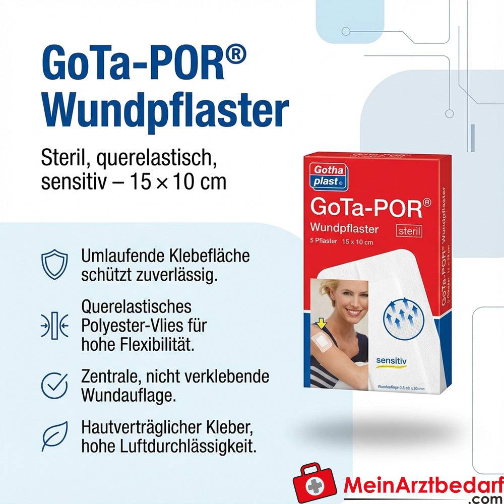 GoTa-Por wondpleisters steriel 15 x 10 cm kruiselastisch polyestervlies 5 st.