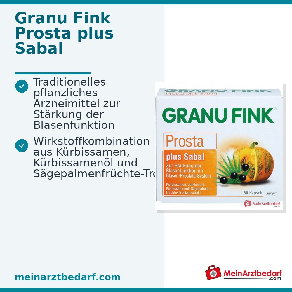 Granu Fink Prosta plus graines de courge / huile de graines de courge / extrait sec de fruits de palmier nain gélules dures, 200 pcs.
