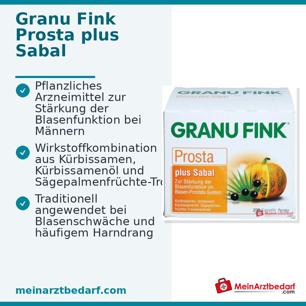 Granu Fink Prosta plus graines de courge / huile de graines de courge / extrait sec de fruits de palmier nain gélules dures, 200 pcs.