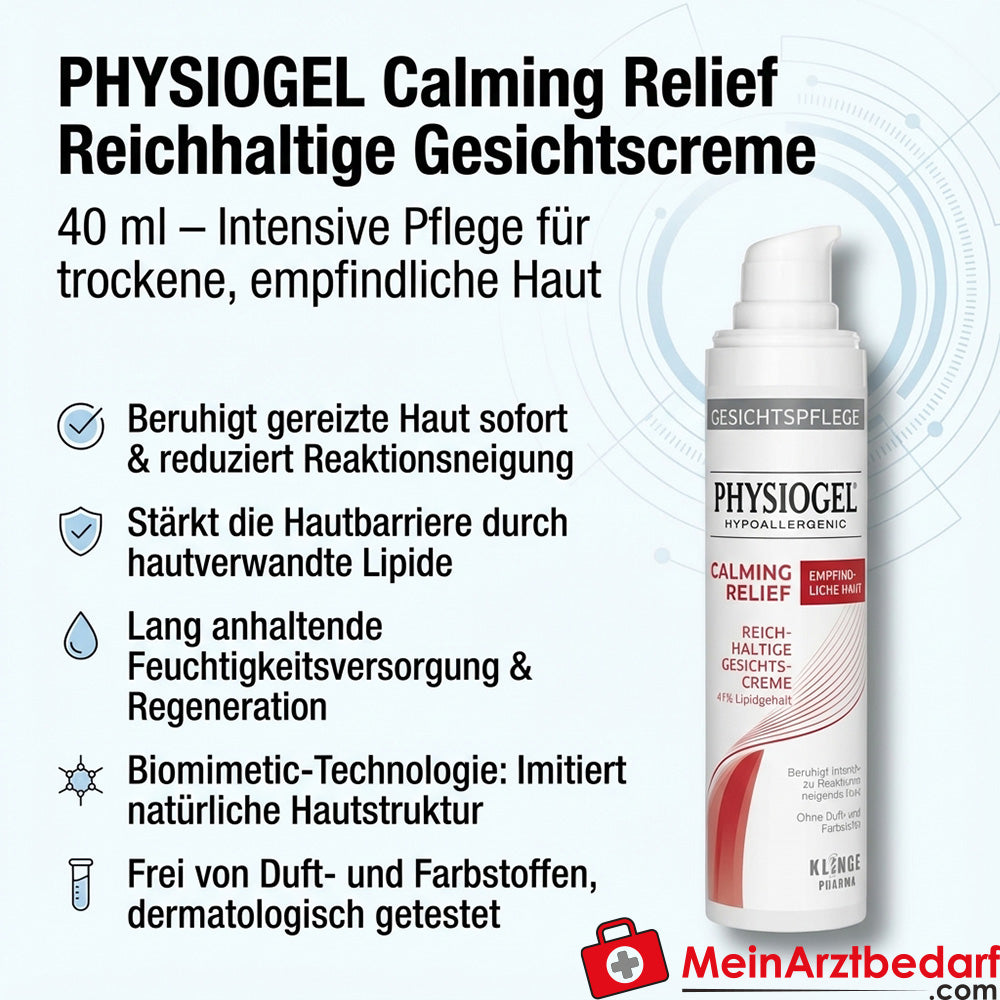PHYSIOGEL Crema Facial Rica Alivio Calmante 40 ml para pieles secas y sensibles