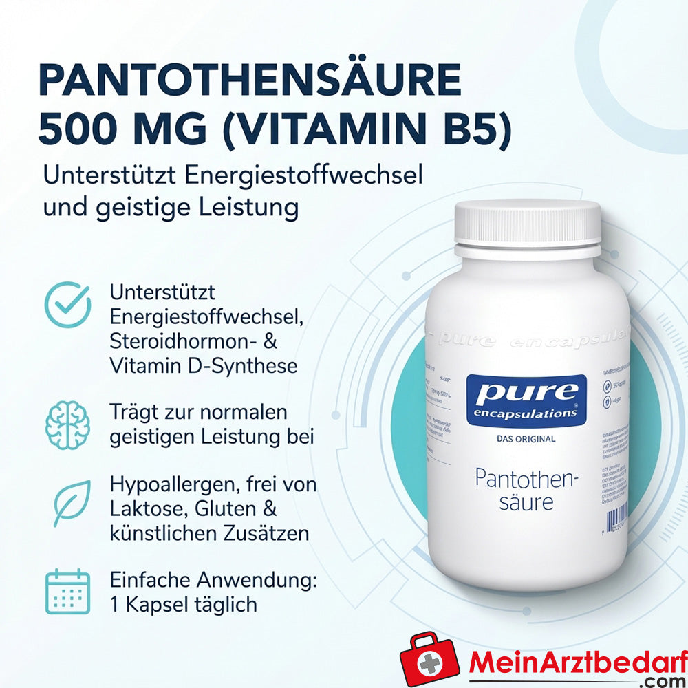 Pure Encapsulations Pantothensäure 500 mg (Vitamin B5) Kapseln 90 Stück
