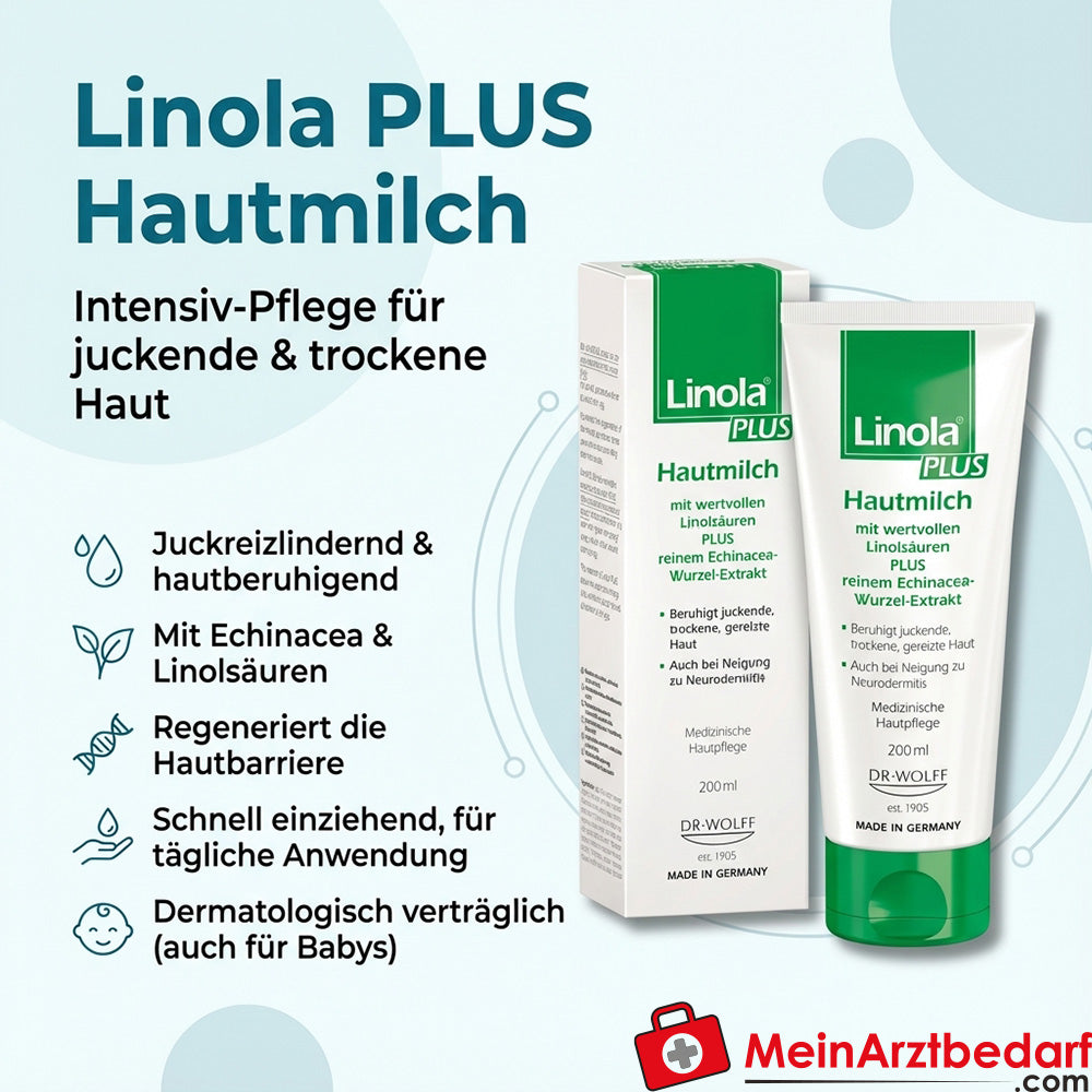Linola PLUS Skin Milk Balsam do ciała 200 ml do skóry swędzącej, suchej i podrażnionej