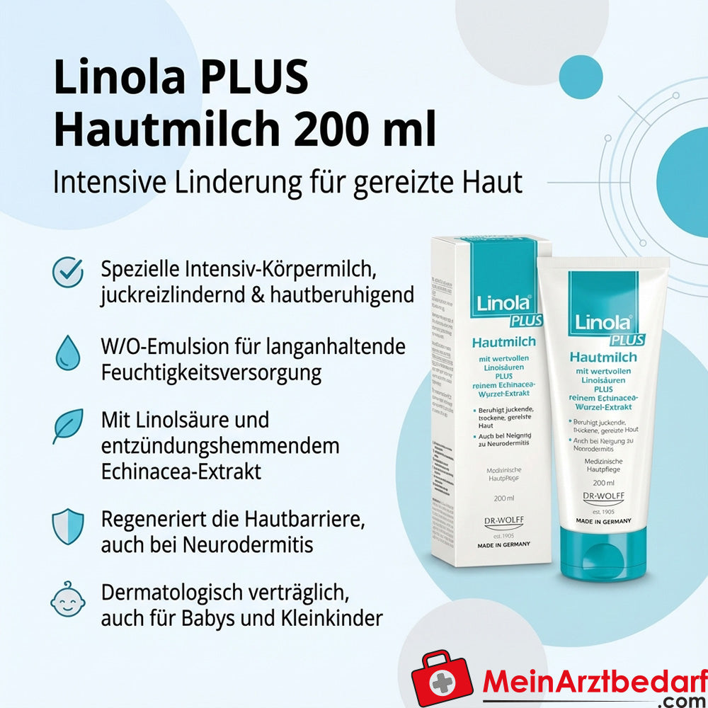Linola PLUS Skin Milk Balsam do ciała 200 ml do skóry swędzącej, suchej i podrażnionej