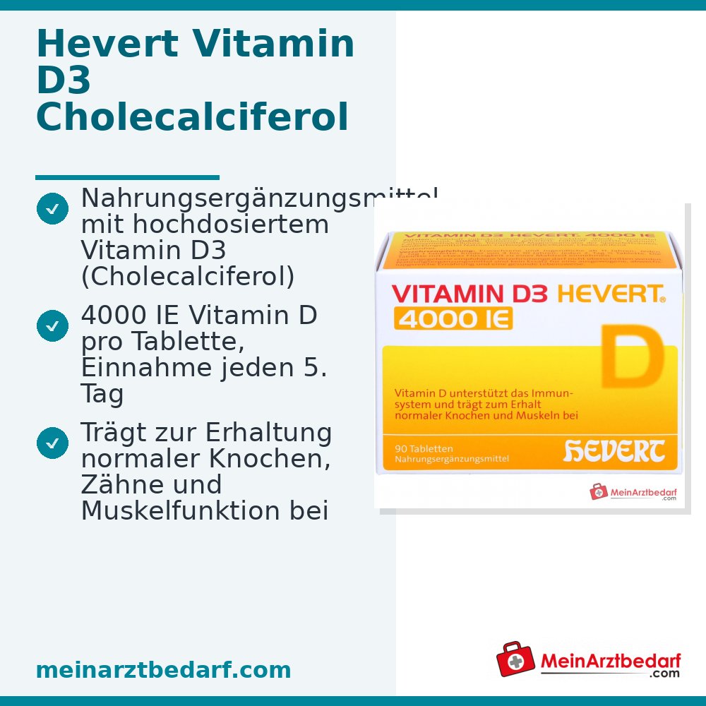 Hevert Vitamin D3 Cholecalciferol Tabletten 4000 IE, 90 St.