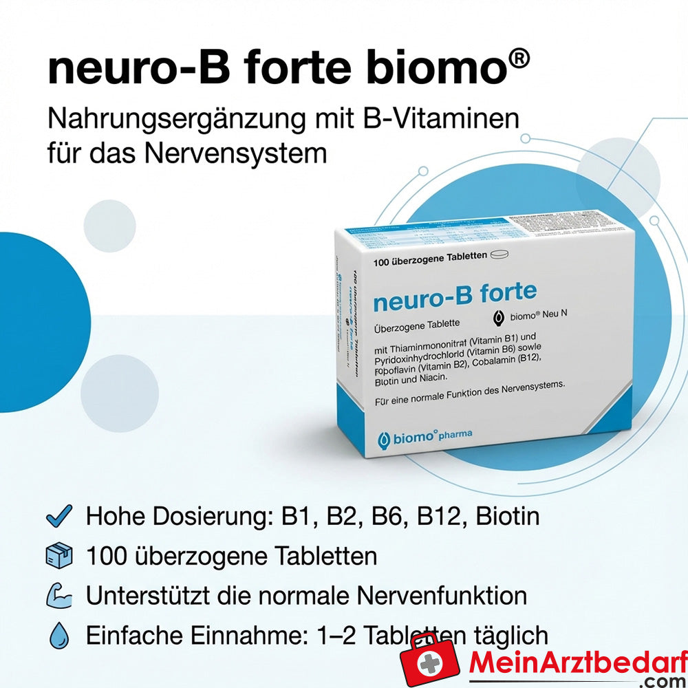 biomo neuro-B forte B‑Vitamine Thiamin 25 mg B6 20 mg B12 9 µg Tabletten 100 Stück