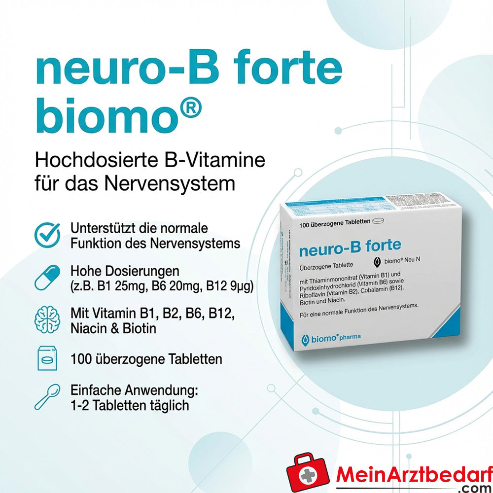 biomo neuro-B forte B‑Vitamine Thiamin 25 mg B6 20 mg B12 9 µg Tabletten 100 Stück