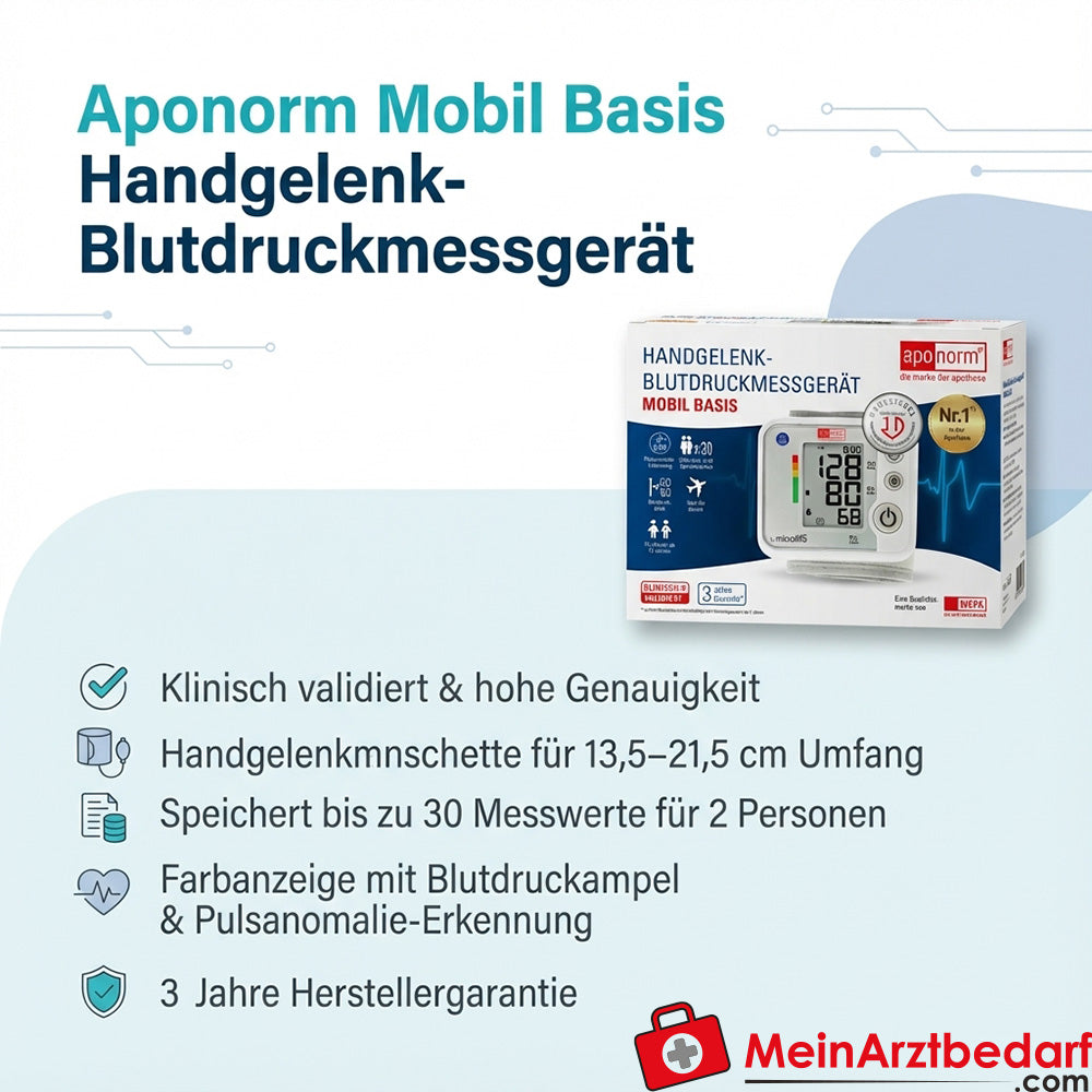 aponorm Mobil Basis polsbloeddrukmeter 13,5-21,5 cm 1 st.