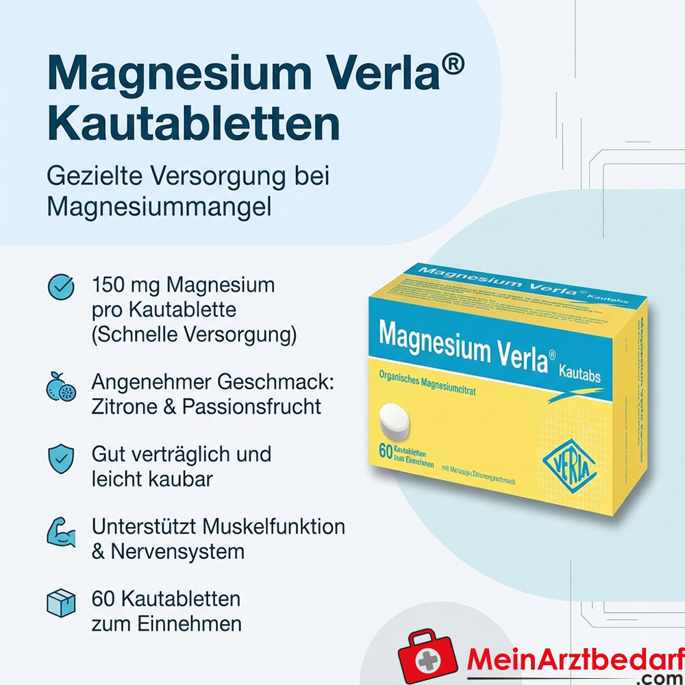 Magnesium Verla Magnesiumcitrat 150 mg Kautabletten 60 Stück