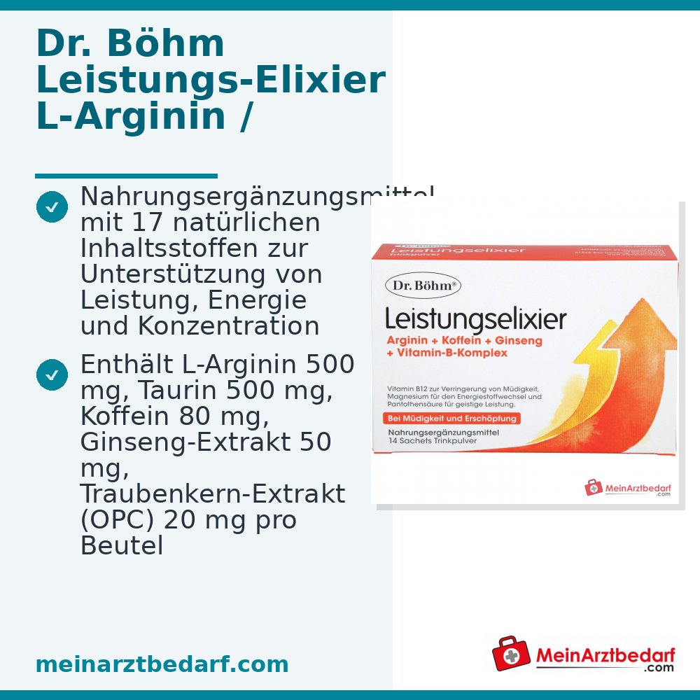 Dr. Böhm Élixir de performance avec arginine, taurine, ginseng et caféine Sachets 10 pièces