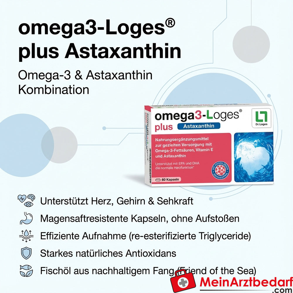 Loges omega3-Loges plus Astaxanthin Omega‑3 (EPA/DHA) magensaftresistente Kapseln 60 Stück