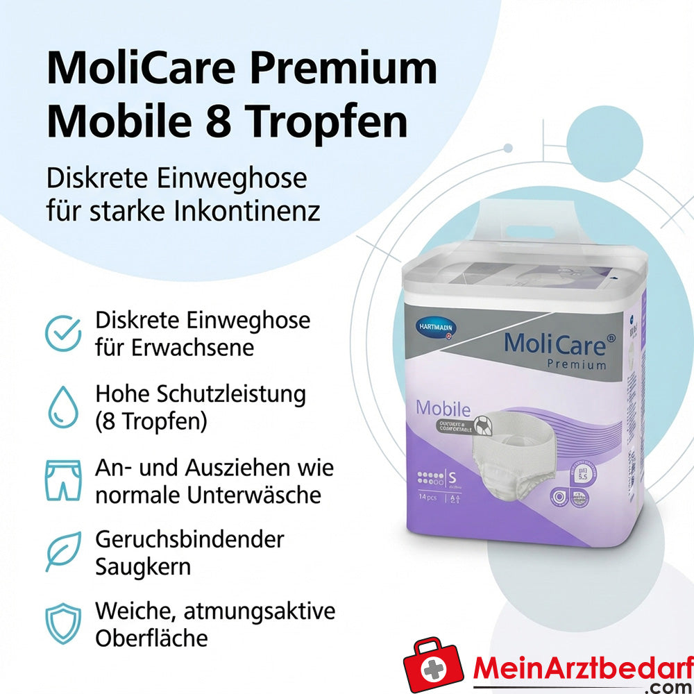 MoliCare Premium Mobile 8 druppels wegwerpbroekje maat S voor volwassenen
