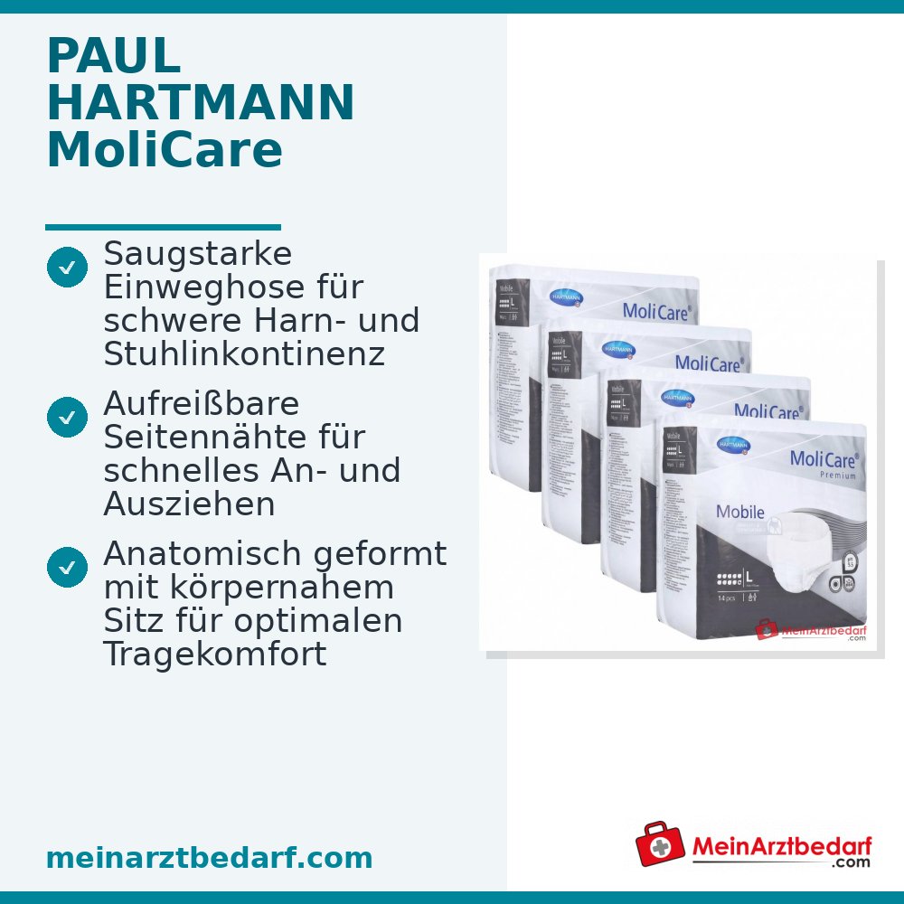 Hartmann MoliCare Premium Mobile 8 druppels wegwerpluier maat L, 56 stuks