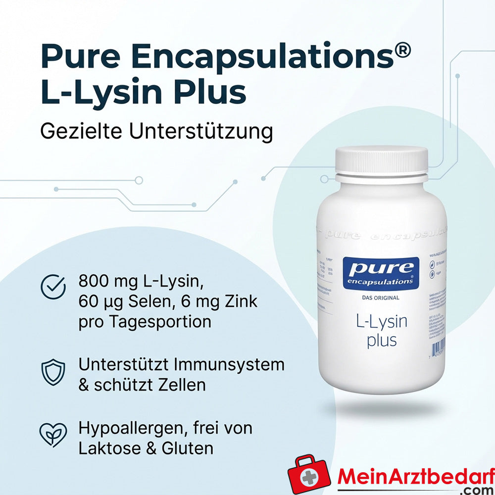 Pure Encapsulations L-Lysine Plus 800 mg (na 2 kapsułki) z selenem 60 µg i cynkiem 6 mg kapsułki 90 kapsułek