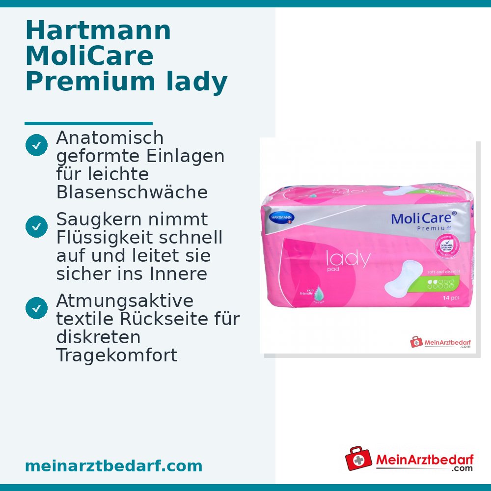 Hartmann MoliCare Premium lady pad 2 gotas apósitos para incontinencia, 252 unidades.