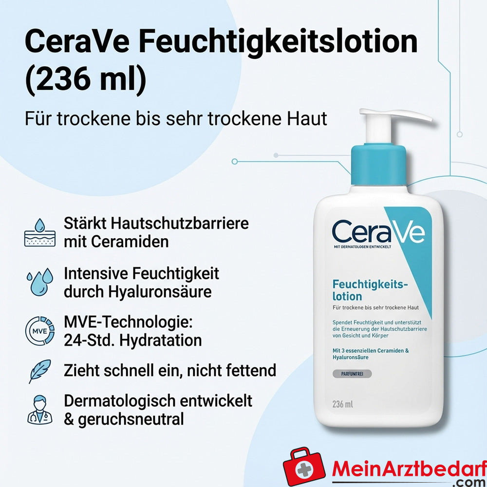 CeraVe lozione idratante leggera per il corpo con ceramidi e acido ialuronico 236 ml