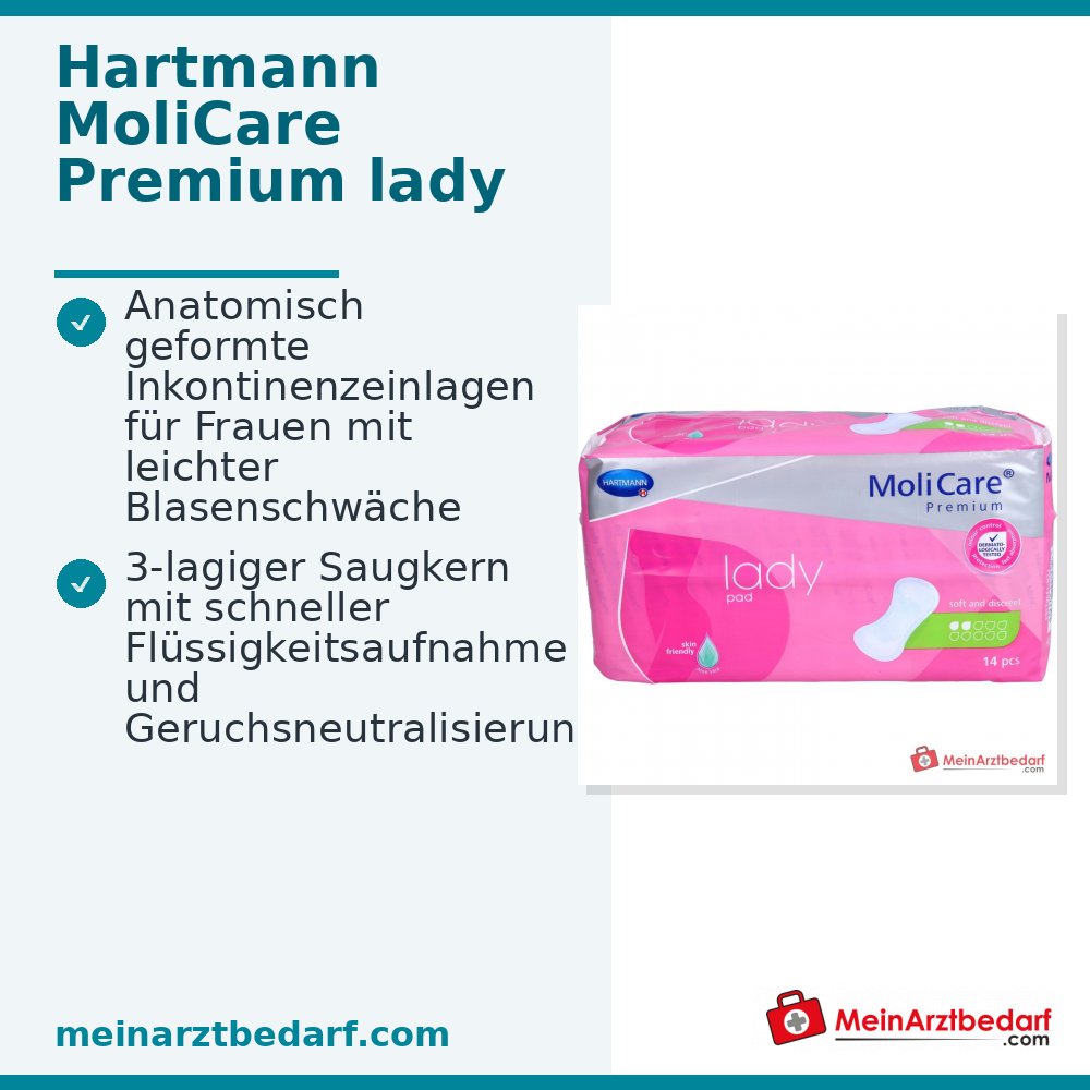 Hartmann MoliCare Premium lady pad 2 gotas apósitos para incontinencia, 252 unidades.