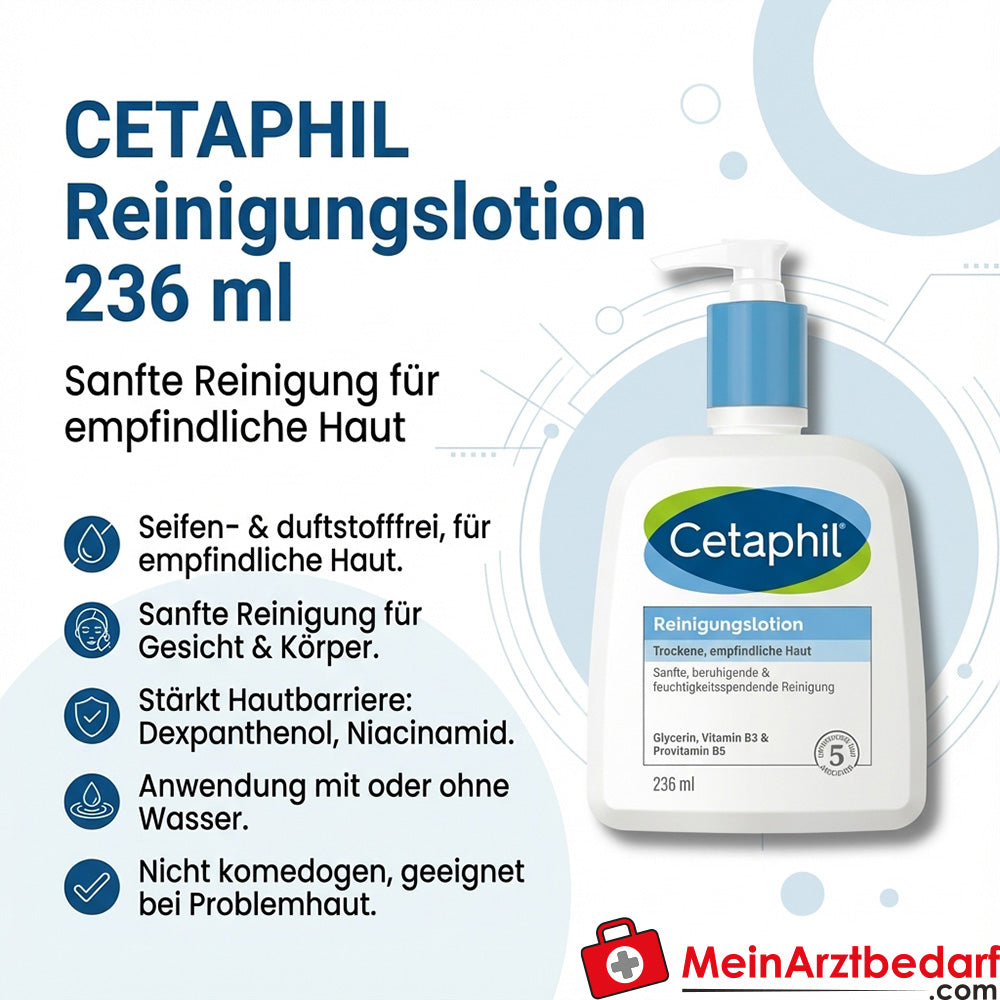 CETAPHIL Reinigungslotion mit Dexpanthenol und Niacinamid, seifenfrei, Pumpspender 236 ml