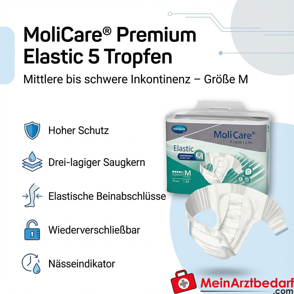 MoliCare Premium Elastic 5 Tropfen Inkontinenz-Slip Größe M (85–120 cm)