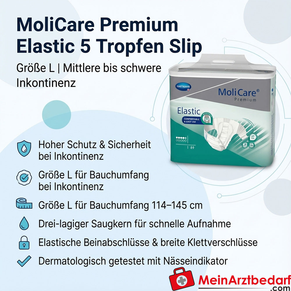 MoliCare Premium Elastic majtki chłonne 5 kropli rozmiar L 30 sztuk