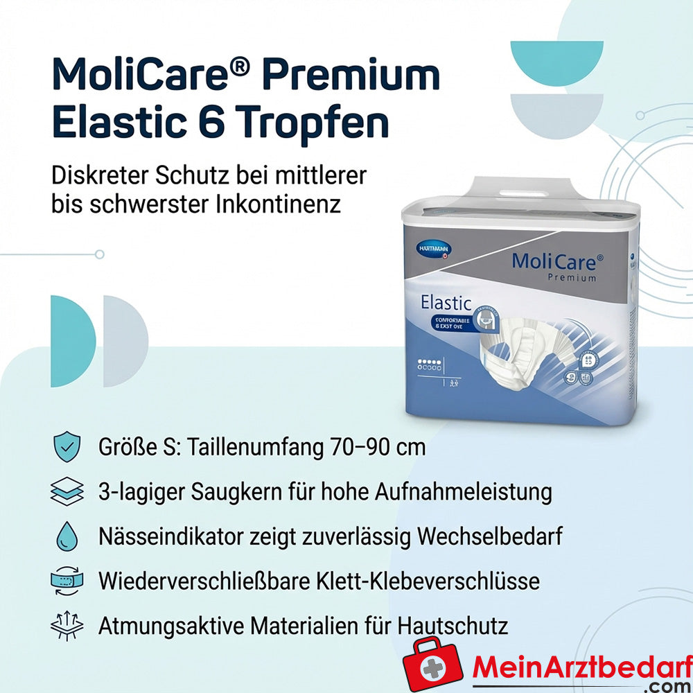 MoliCare Premium Elastic majtki chłonne 6 kropli rozmiar S (70-90 cm)
