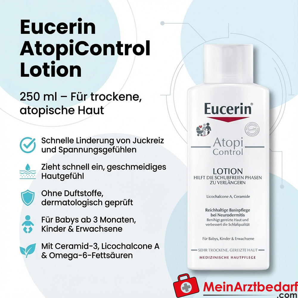 Eucerin AtopiControl Lotion mit Ceramid-3 und Licochalcone A, 250 ml