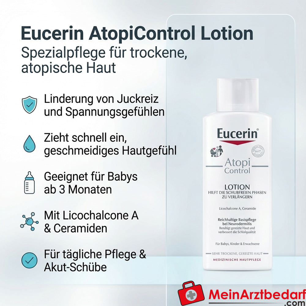 Eucerin AtopiControl Lotion mit Ceramid-3 und Licochalcone A, 250 ml