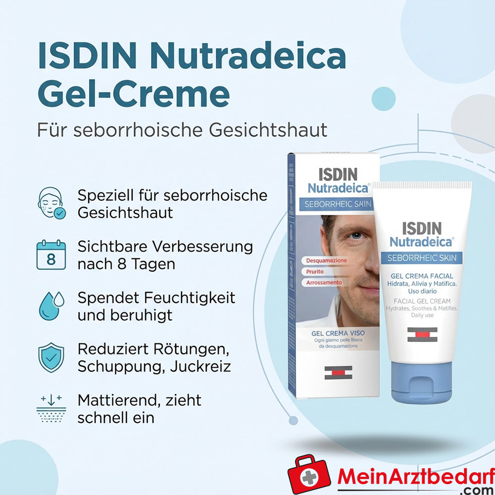 ISDIN Nutradeica Gel‑Creme 50 ml Piroctone Olamine & Zinc Pidolate für seborrhoische Gesichtshaut