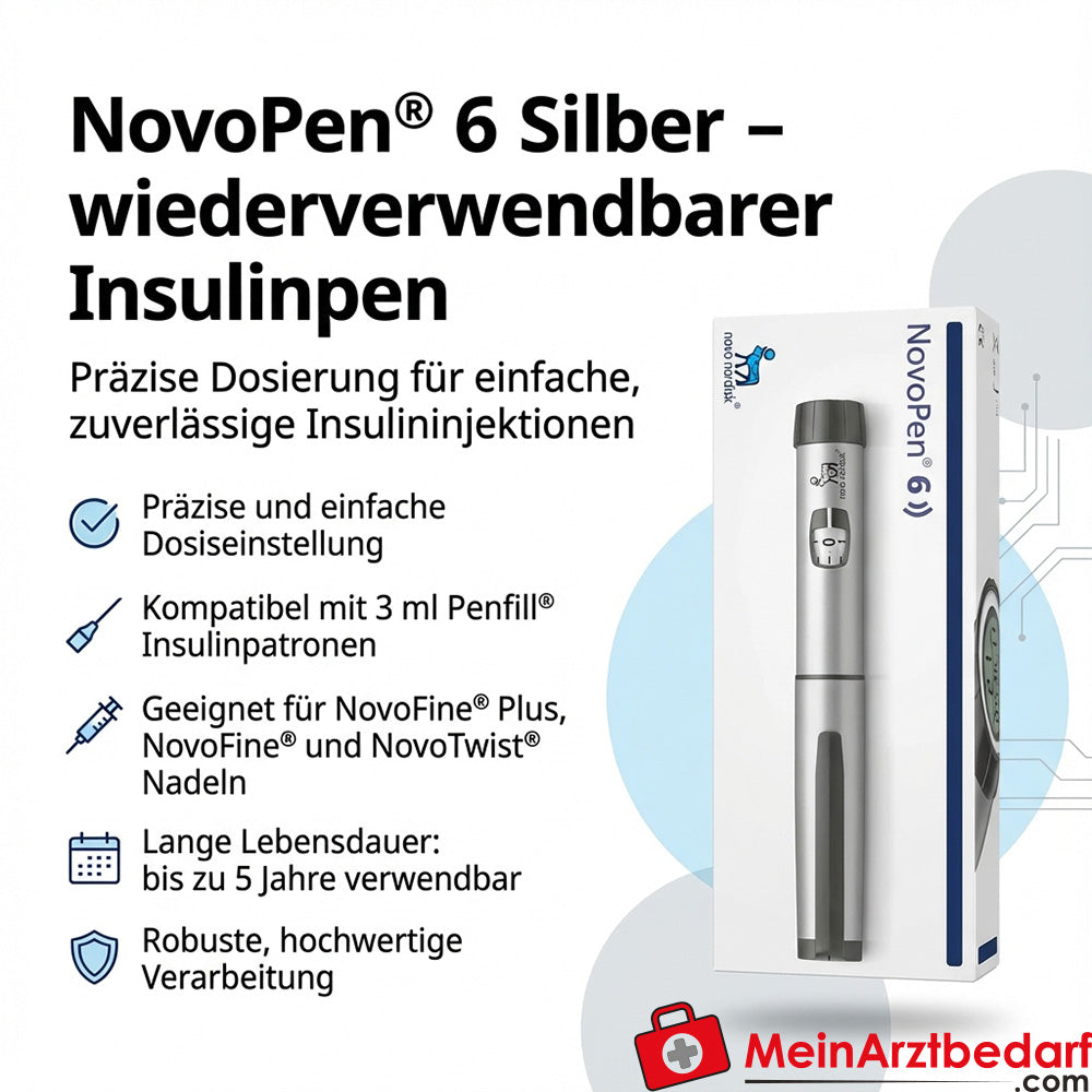 Novo Nordisk NovoPen 6 silber wiederverwendbarer Insulinpen 1 St.