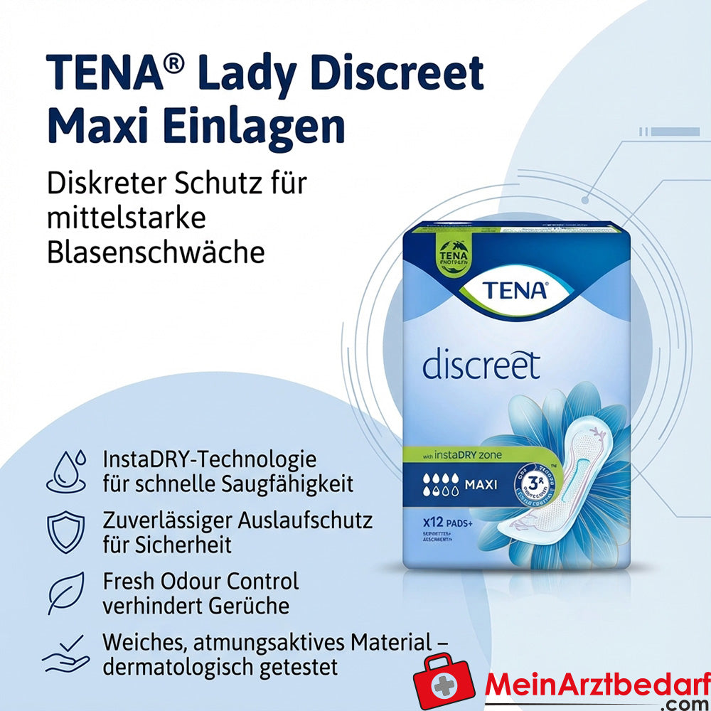 Tena Lady Discreet Maxi Incontinentieverbanden, 144 st.